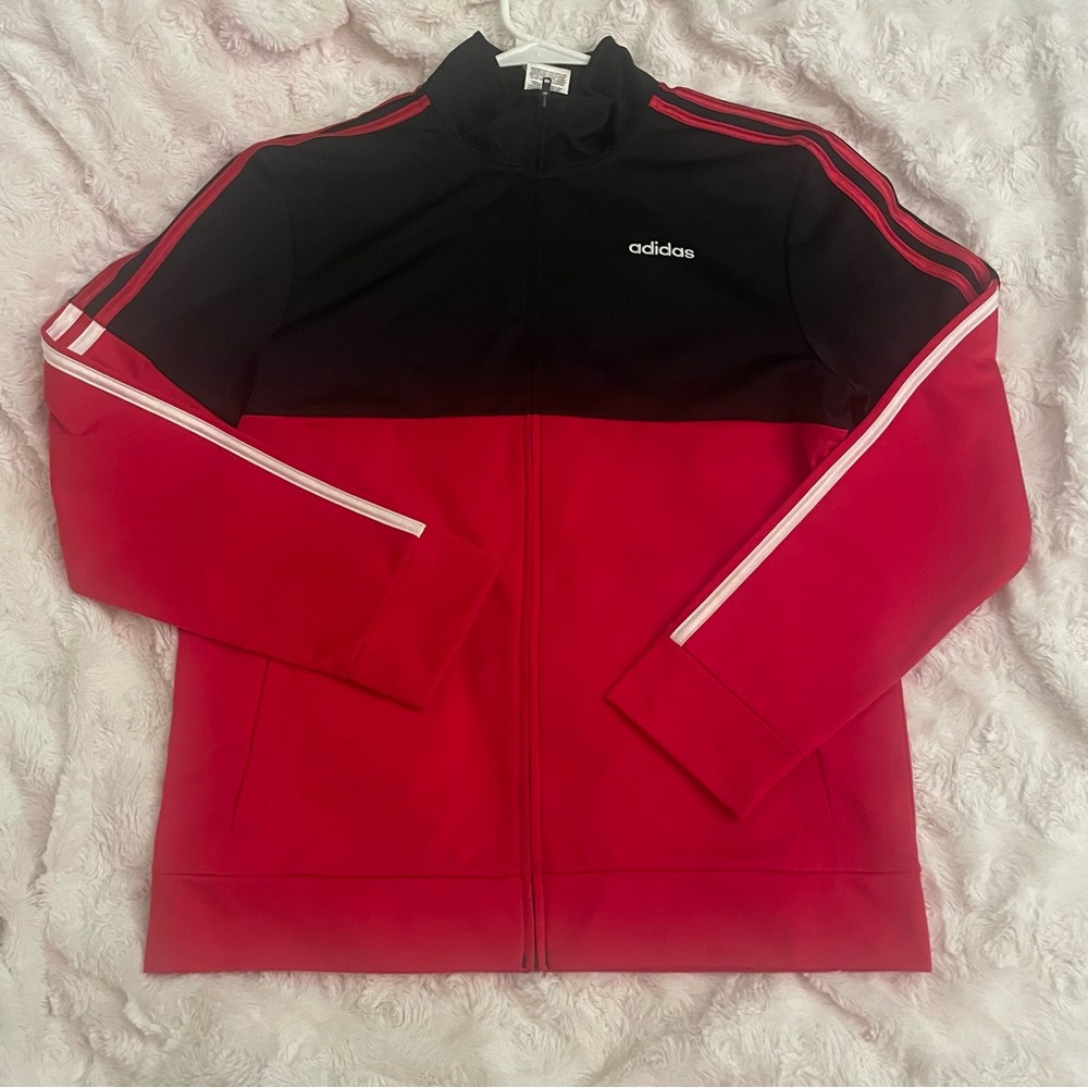 Adidas Men's Black and Red Track Jacket